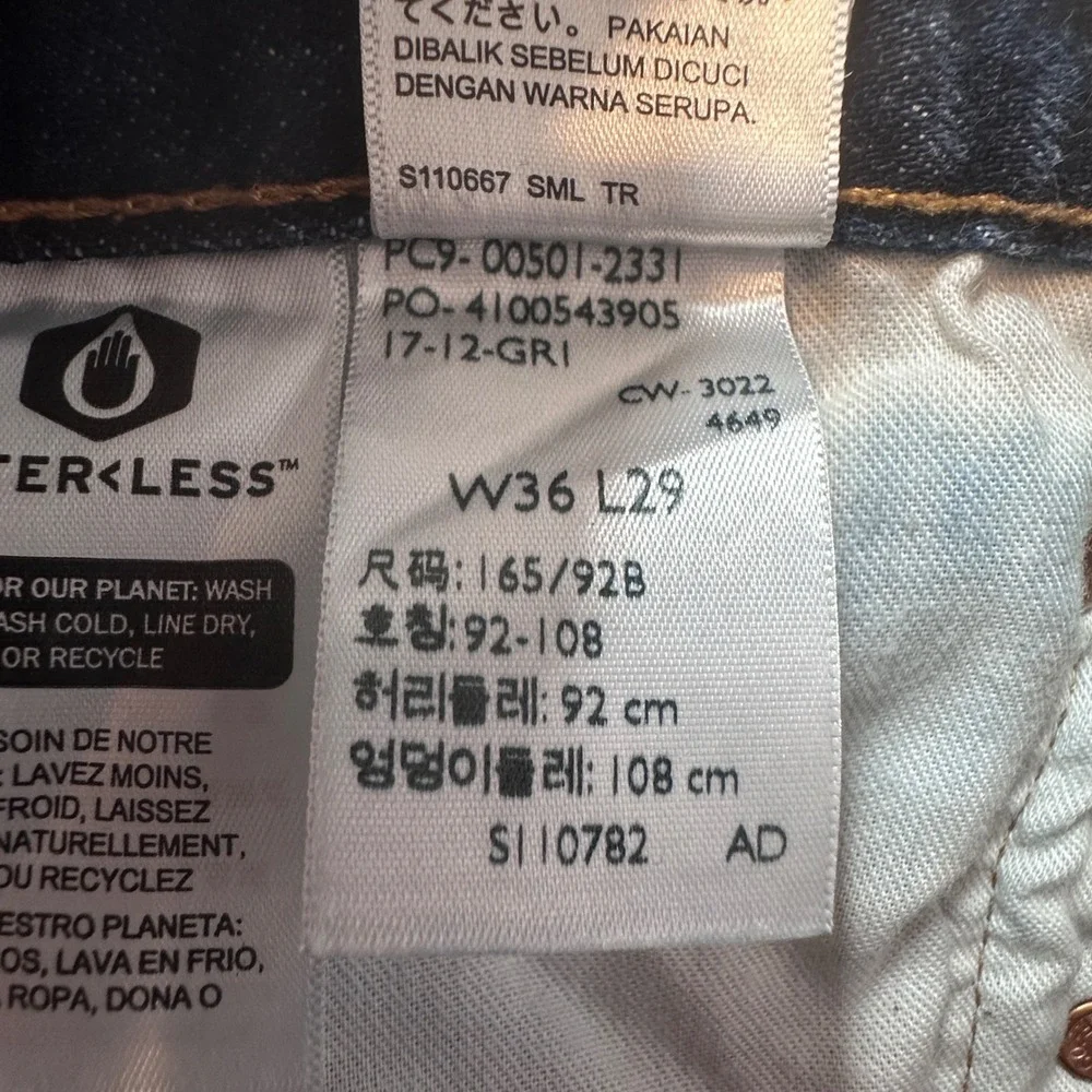 Levi's 501 Jeans Mens 36x29 (36x27) Blue Waterless Straight Leg Button Fly Denim